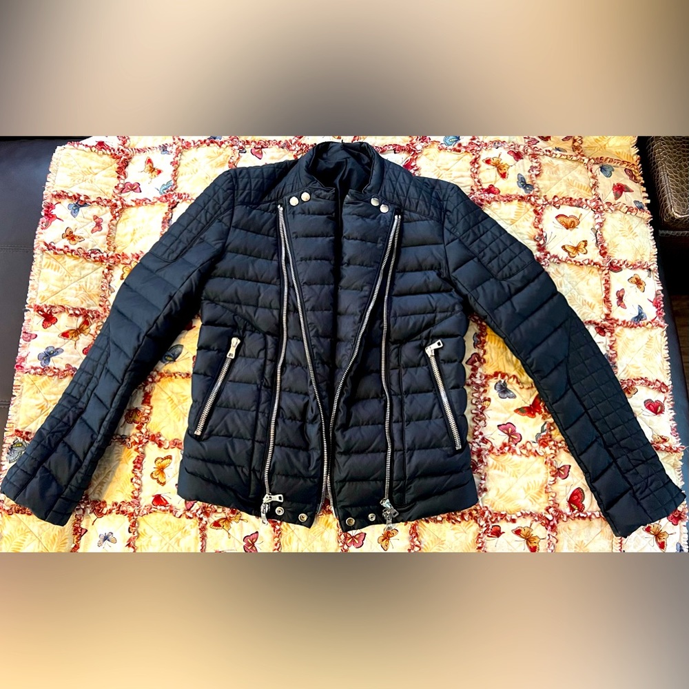 BALMAIN Jacket Black. Rare. Zippers. Down Feather. Cool. Biker Puffer.